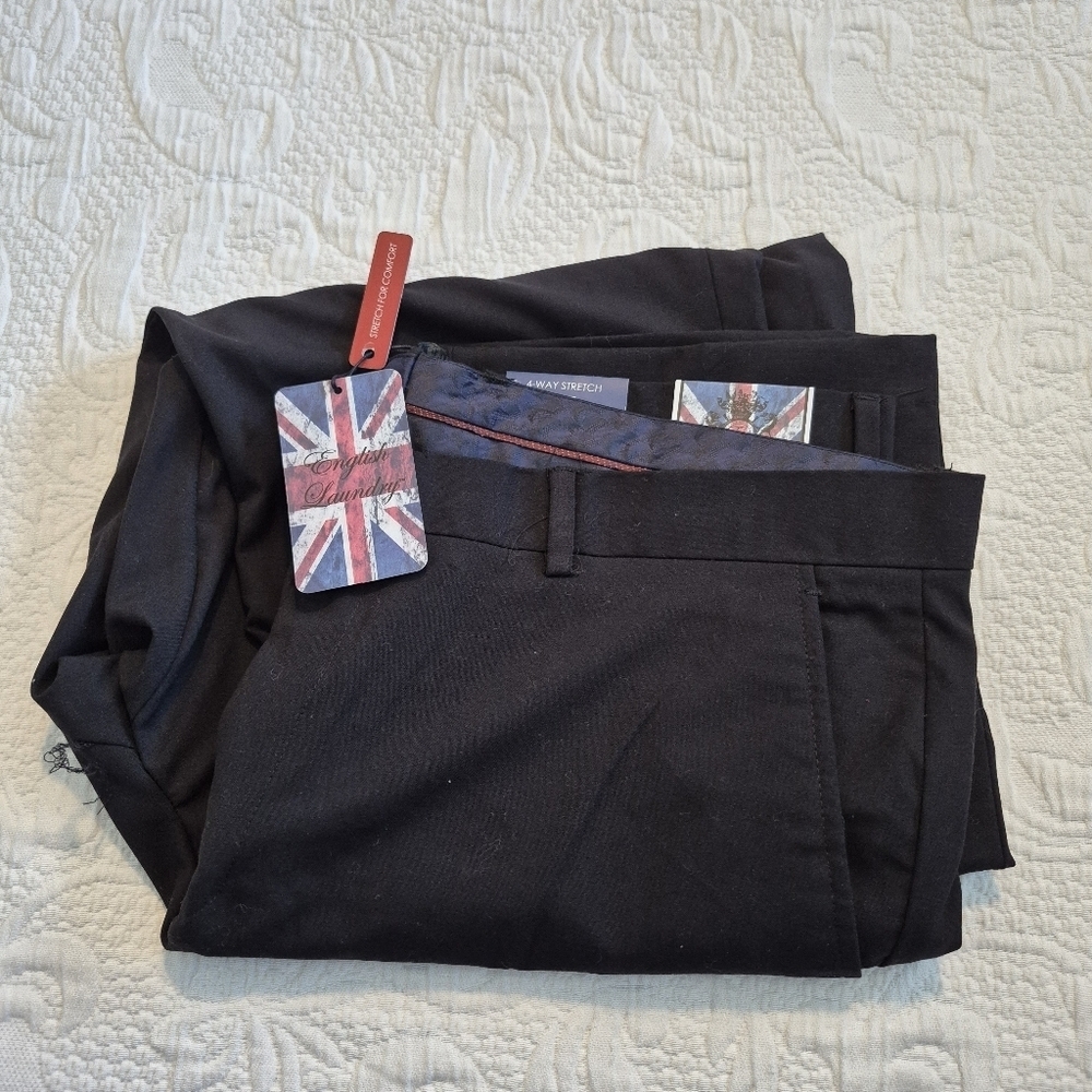 English Laundry men's 38 x 30 Finchley Fit black flat front pants NWT